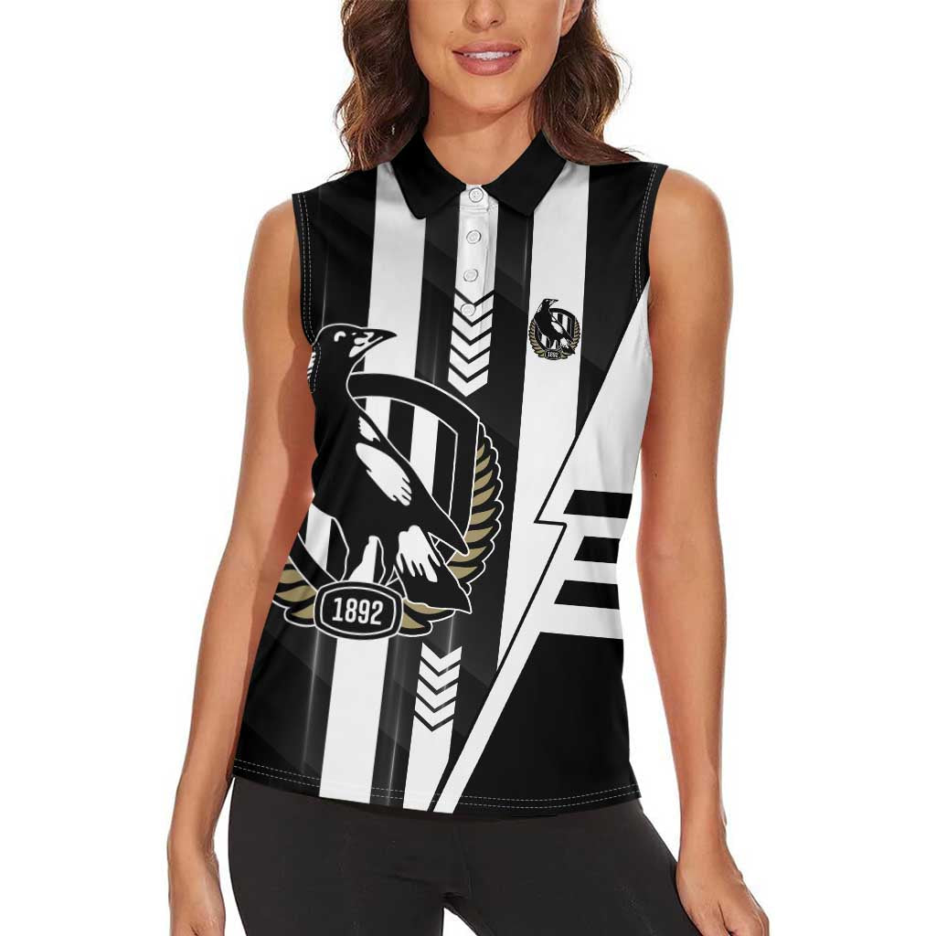 Personalized Collingwood Magpies Women Sleeveless Polo Shirt Modern Geometric Sports Graphic Style