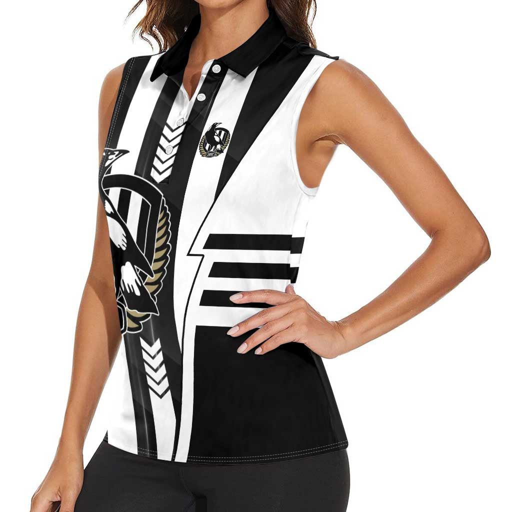 Personalized Collingwood Magpies Women Sleeveless Polo Shirt Modern Geometric Sports Graphic Style
