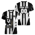 Personalized Collingwood Magpies Women V-Neck T-Shirt Modern Geometric Sports Graphic Style