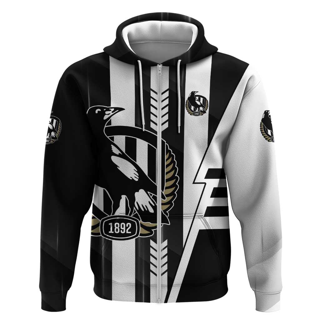 Personalized Collingwood Magpies Zip Hoodie Modern Geometric Sports Graphic Style