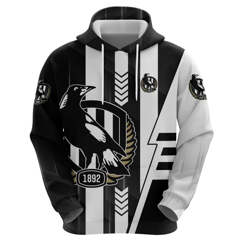 Personalized Collingwood Magpies Zip Hoodie Modern Geometric Sports Graphic Style
