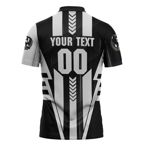 Personalized Collingwood Magpies Zipper Polo Shirt Modern Geometric Sports Graphic Style