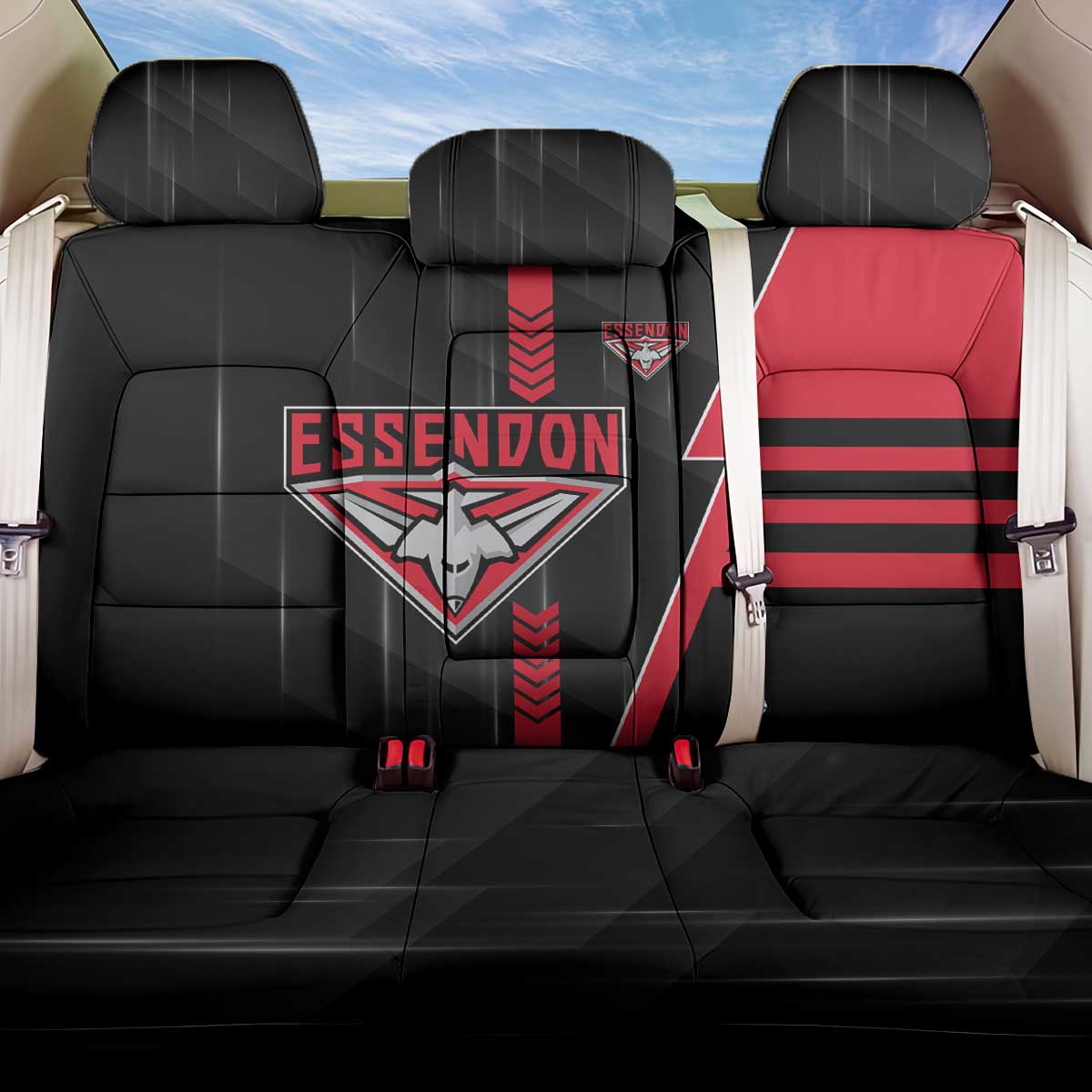 Essendon Bombers Back Car Seat Cover Modern Geometric Sports Graphic Style
