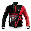 Personalized Essendon Bombers Baseball Jacket Modern Geometric Sports Graphic Style