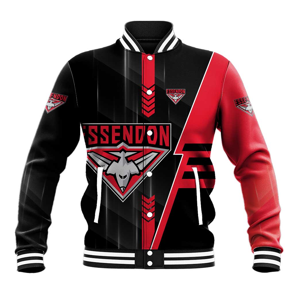 Personalized Essendon Bombers Baseball Jacket Modern Geometric Sports Graphic Style
