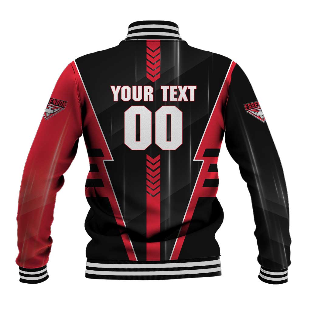 Personalized Essendon Bombers Baseball Jacket Modern Geometric Sports Graphic Style