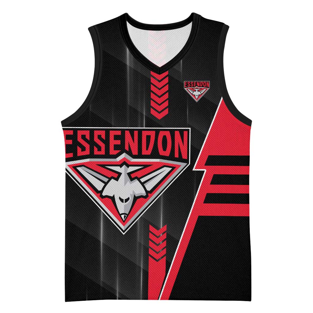 Personalized Essendon Bombers Basketball Jersey Modern Geometric Sports Graphic Style