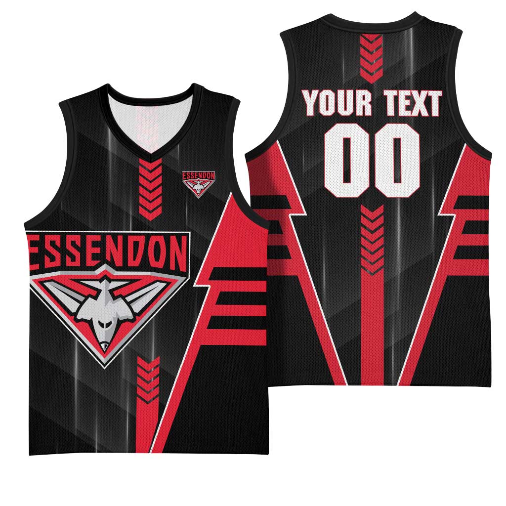 Personalized Essendon Bombers Basketball Jersey Modern Geometric Sports Graphic Style