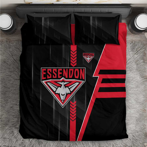 Essendon Bombers Bedding Set Modern Geometric Sports Graphic Style