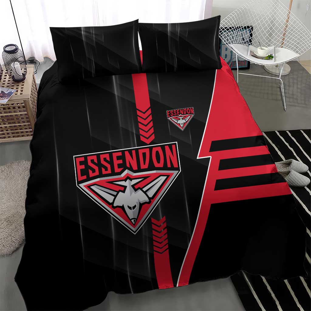 Essendon Bombers Bedding Set Modern Geometric Sports Graphic Style