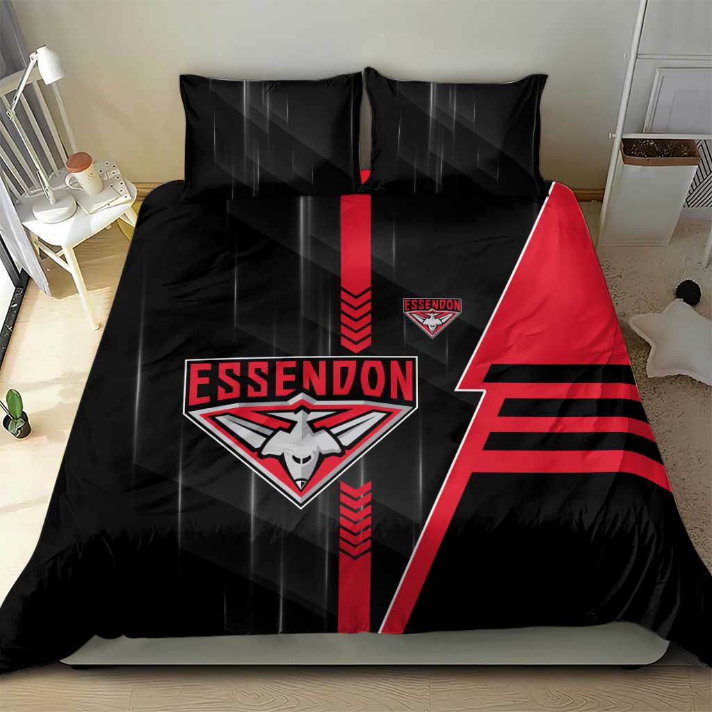 Essendon Bombers Bedding Set Modern Geometric Sports Graphic Style