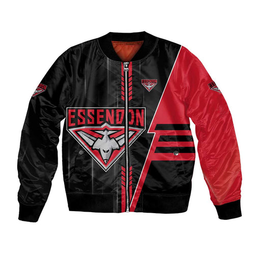 Personalized Essendon Bombers Bomber Jacket Modern Geometric Sports Graphic Style