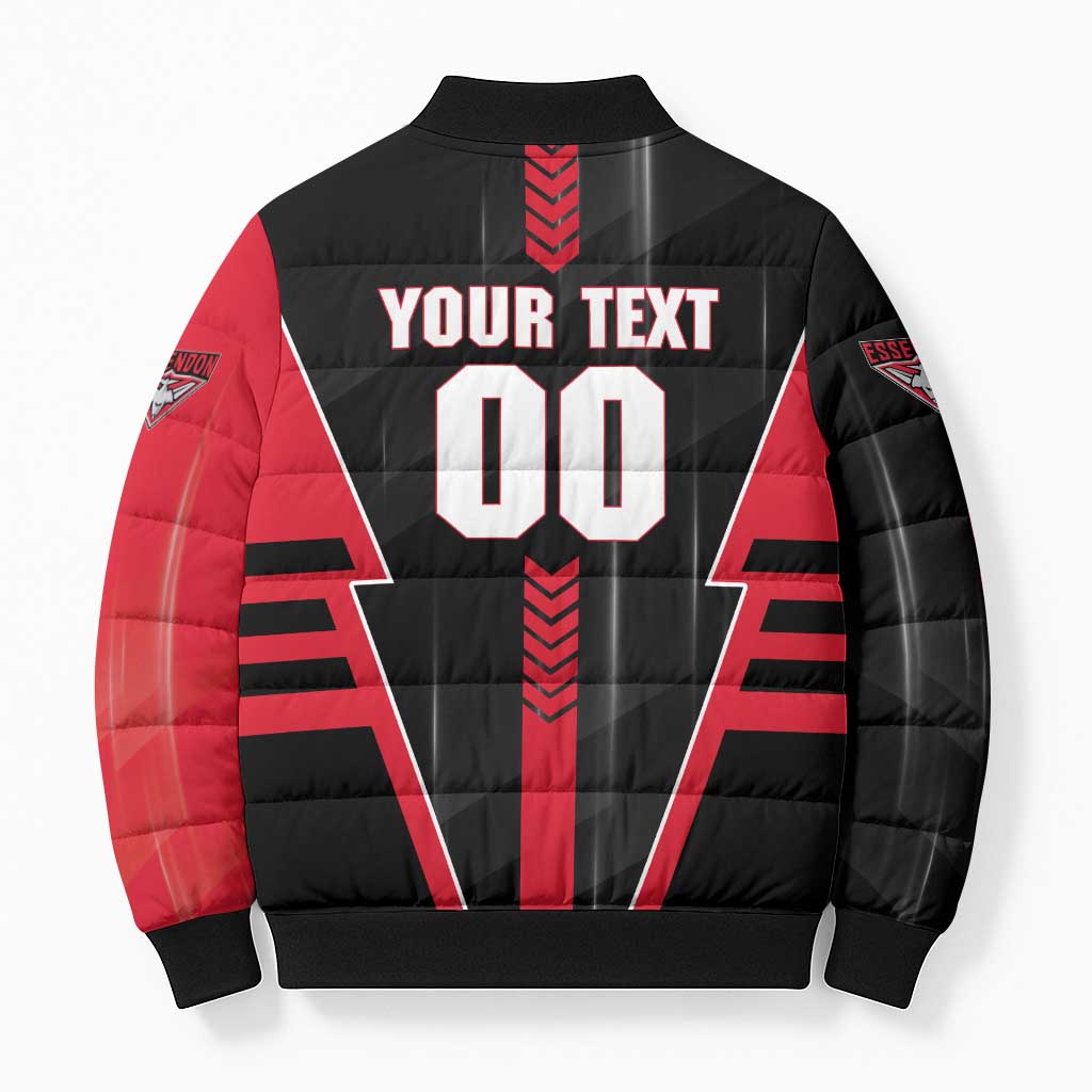 Personalized Essendon Bombers Bomber Puffer Jacket Modern Geometric Sports Graphic Style