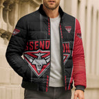 Personalized Essendon Bombers Bomber Puffer Jacket Modern Geometric Sports Graphic Style