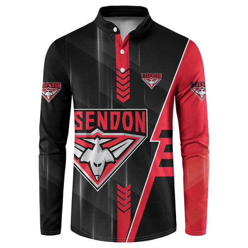 Personalized Essendon Bombers Button Sweatshirt Modern Geometric Sports Graphic Style