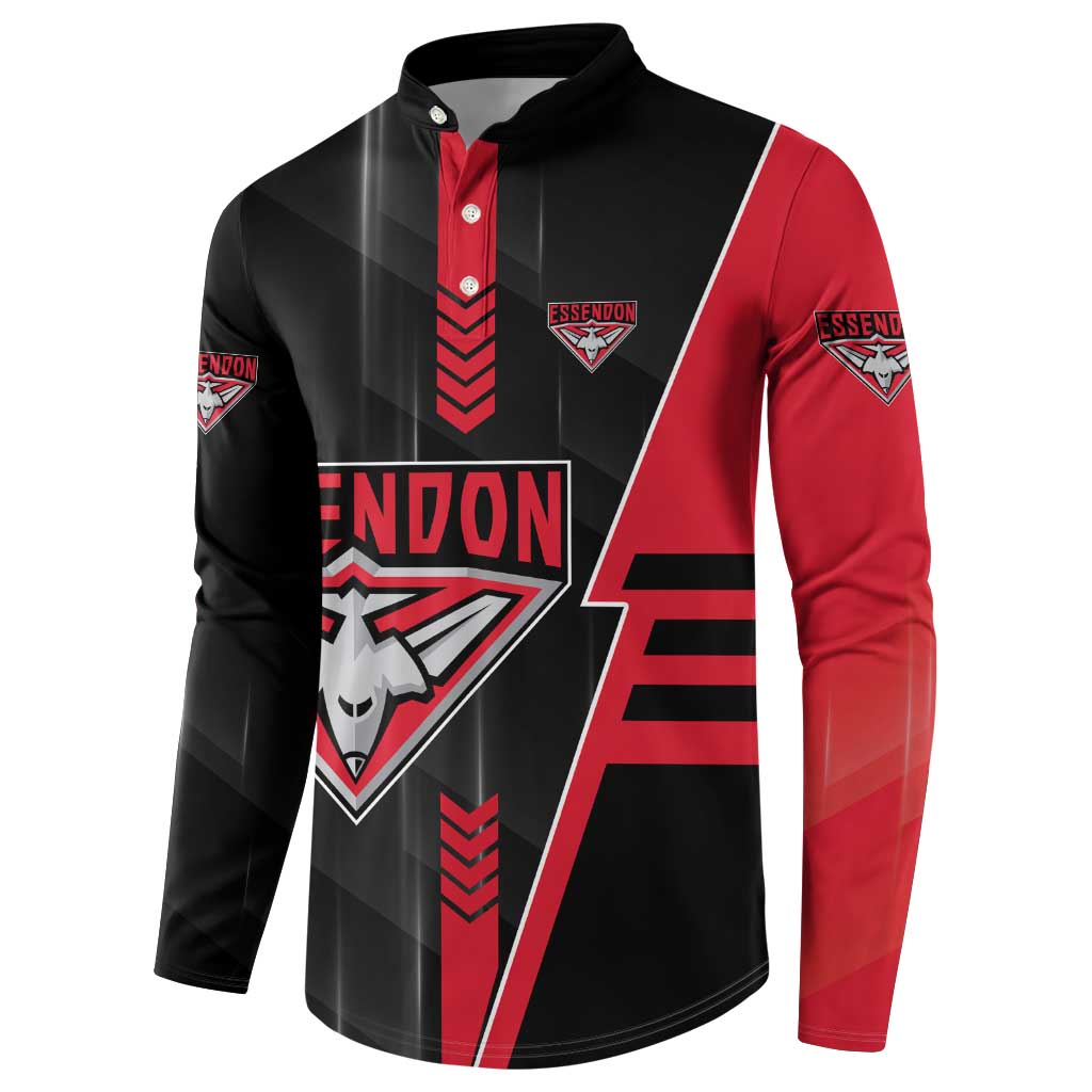 Personalized Essendon Bombers Button Sweatshirt Modern Geometric Sports Graphic Style