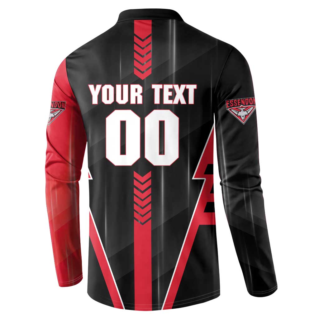 Personalized Essendon Bombers Button Sweatshirt Modern Geometric Sports Graphic Style