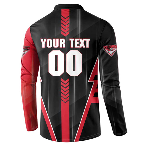 Personalized Essendon Bombers Button Sweatshirt Modern Geometric Sports Graphic Style
