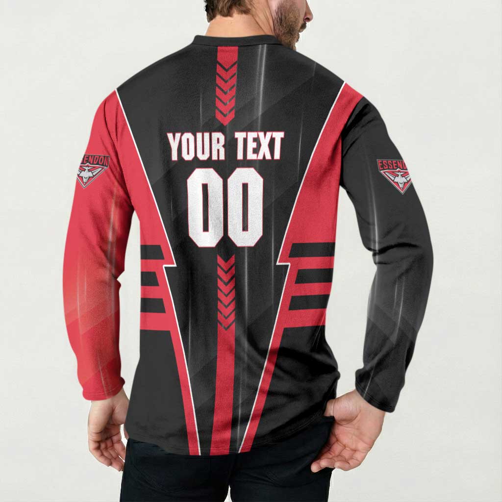 Personalized Essendon Bombers Button Sweatshirt Modern Geometric Sports Graphic Style