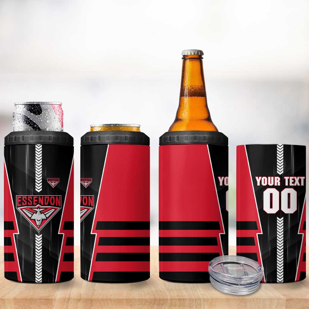 Personalized Essendon Bombers 4 in 1 Can Cooler Tumbler Modern Geometric Sports Graphic Style