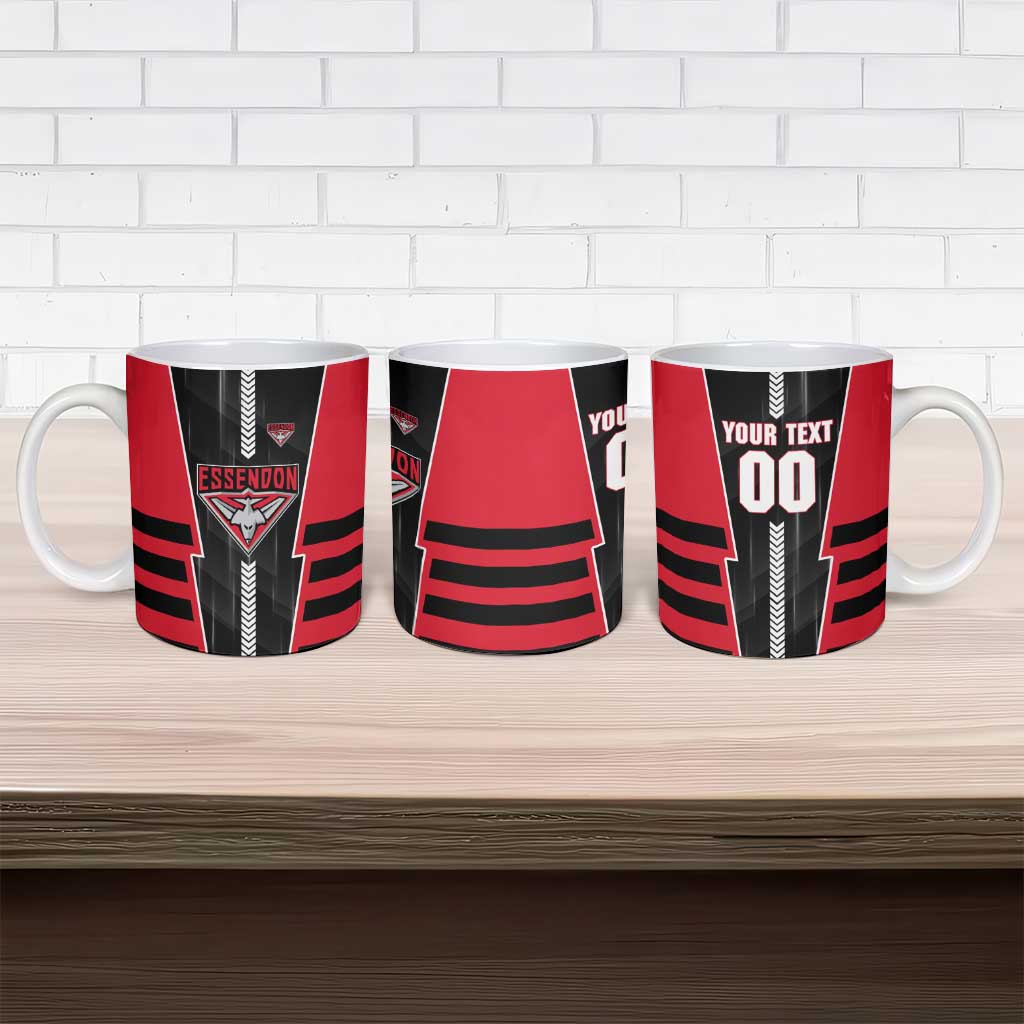 Personalized Essendon Bombers Ceramic Mug Modern Geometric Sports Graphic Style