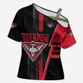 Personalized Essendon Bombers Cross Shoulder Shirt Modern Geometric Sports Graphic Style