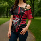 Personalized Essendon Bombers Cross Shoulder Shirt Modern Geometric Sports Graphic Style