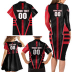 Personalized Essendon Bombers Family Matching Long Sleeve Bodycon Dress and Hawaiian Shirt Modern Geometric Sports Graphic Style