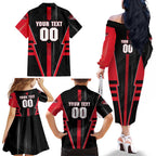 Personalized Essendon Bombers Family Matching Off The Shoulder Long Sleeve Dress and Hawaiian Shirt Modern Geometric Sports Graphic Style