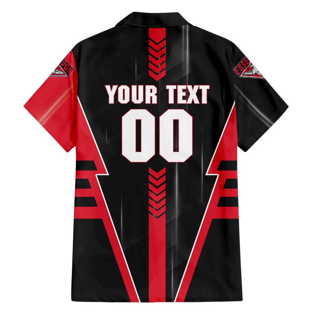 Personalized Essendon Bombers Family Matching Off Shoulder Maxi Dress and Hawaiian Shirt Modern Geometric Sports Graphic Style