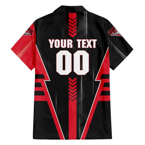 Personalized Essendon Bombers Family Matching Off Shoulder Maxi Dress and Hawaiian Shirt Modern Geometric Sports Graphic Style