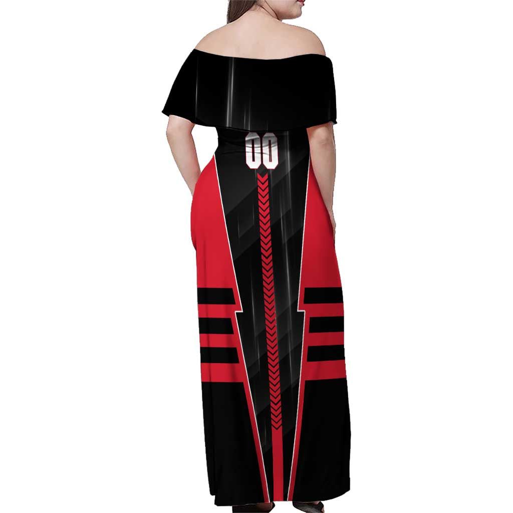 Personalized Essendon Bombers Family Matching Off Shoulder Maxi Dress and Hawaiian Shirt Modern Geometric Sports Graphic Style