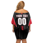 Personalized Essendon Bombers Family Matching Off Shoulder Short Dress and Hawaiian Shirt Modern Geometric Sports Graphic Style