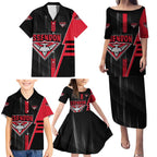 Personalized Essendon Bombers Family Matching Puletasi and Hawaiian Shirt Modern Geometric Sports Graphic Style