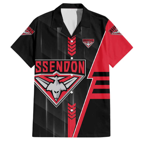 Personalized Essendon Bombers Family Matching Puletasi and Hawaiian Shirt Modern Geometric Sports Graphic Style