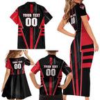 Personalized Essendon Bombers Family Matching Short Sleeve Bodycon Dress and Hawaiian Shirt Modern Geometric Sports Graphic Style