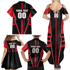 Personalized Essendon Bombers Family Matching Summer Maxi Dress and Hawaiian Shirt Modern Geometric Sports Graphic Style