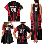 Personalized Essendon Bombers Family Matching Tank Maxi Dress and Hawaiian Shirt Modern Geometric Sports Graphic Style