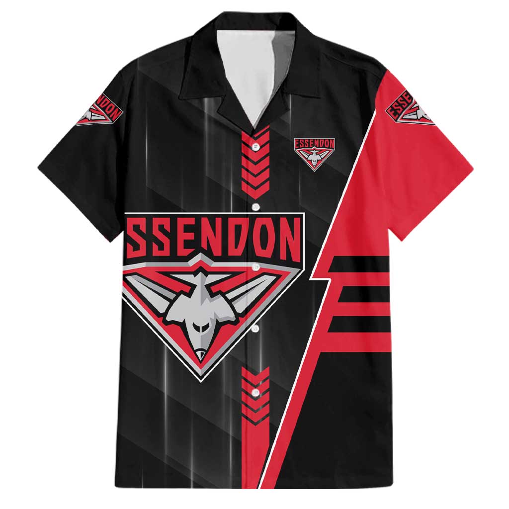 Personalized Essendon Bombers Family Matching Tank Maxi Dress and Hawaiian Shirt Modern Geometric Sports Graphic Style
