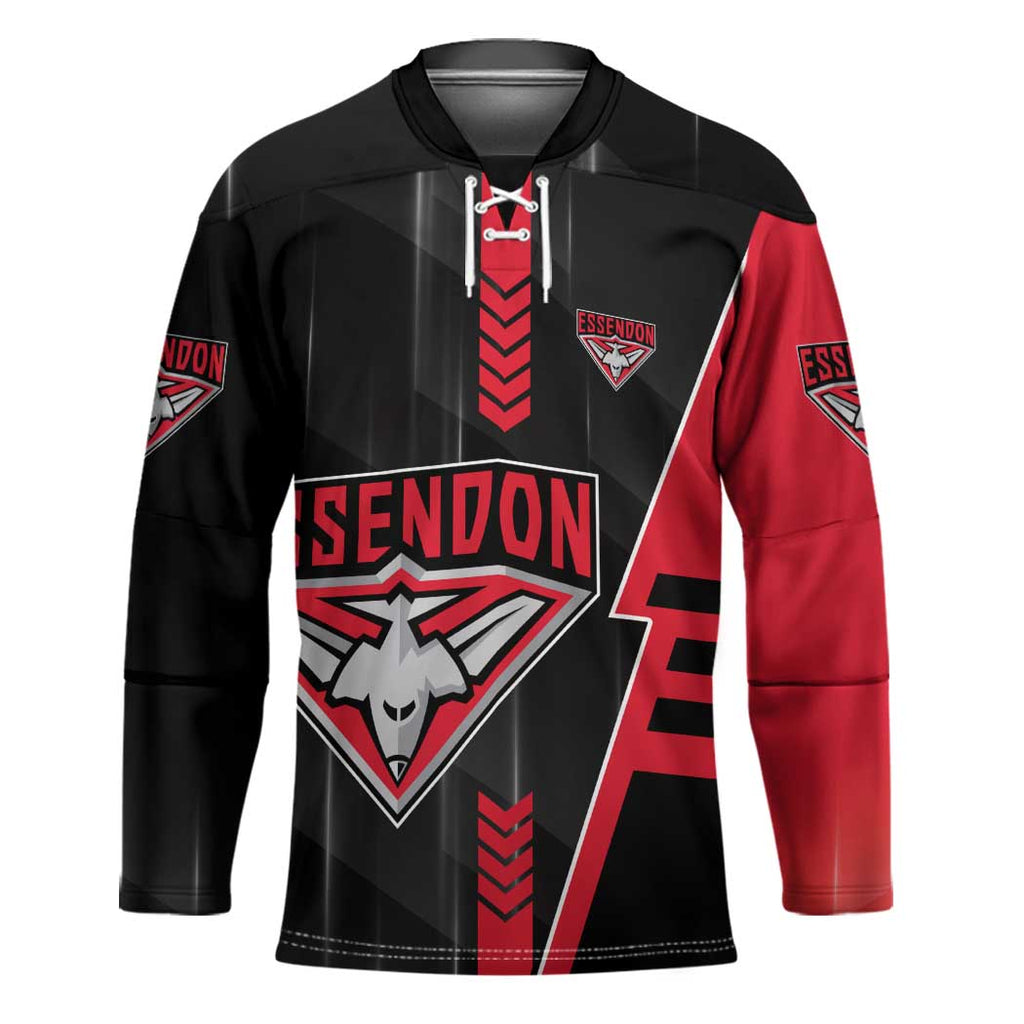Personalized Essendon Bombers Hockey Jersey Modern Geometric Sports Graphic Style