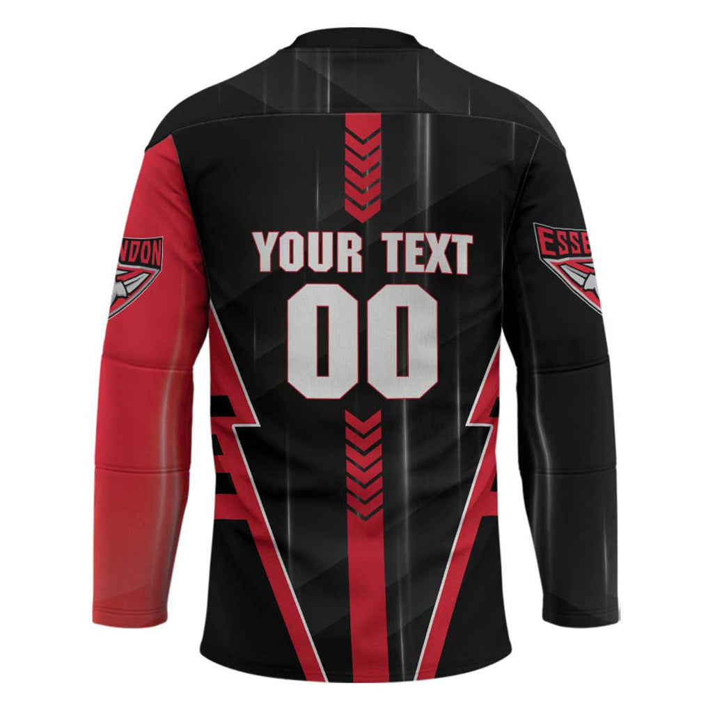Personalized Essendon Bombers Hockey Jersey Modern Geometric Sports Graphic Style