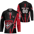 Personalized Essendon Bombers Hockey Jersey Modern Geometric Sports Graphic Style