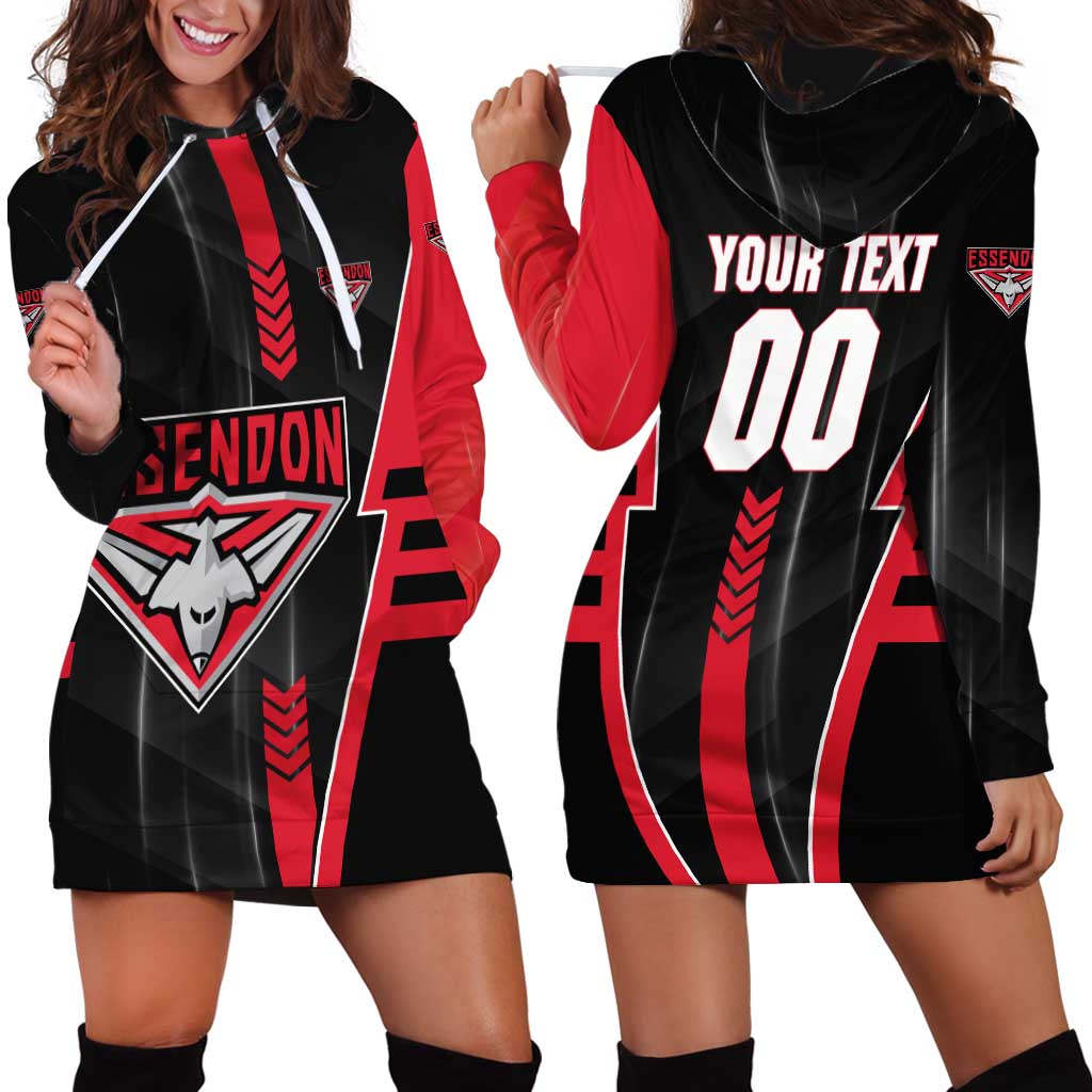 Personalized Essendon Bombers Hoodie Dress Modern Geometric Sports Graphic Style