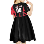 Personalized Essendon Bombers Kid Short Sleeve Dress Modern Geometric Sports Graphic Style