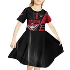 Personalized Essendon Bombers Kid Short Sleeve Dress Modern Geometric Sports Graphic Style