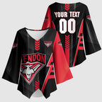 Personalized Essendon Bombers Kimono Sleeve Blouse Modern Geometric Sports Graphic Style