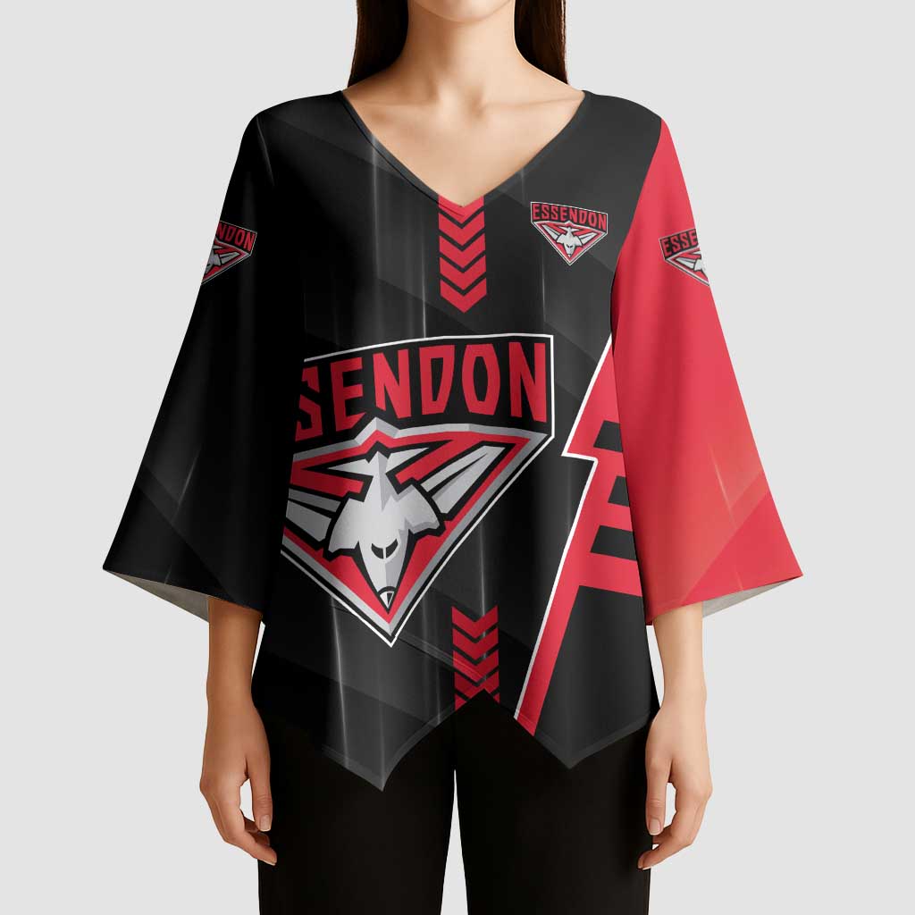 Personalized Essendon Bombers Kimono Sleeve Blouse Modern Geometric Sports Graphic Style