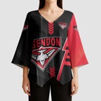 Personalized Essendon Bombers Kimono Sleeve Blouse Modern Geometric Sports Graphic Style