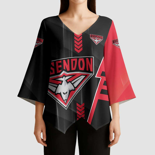 Personalized Essendon Bombers Kimono Sleeve Blouse Modern Geometric Sports Graphic Style