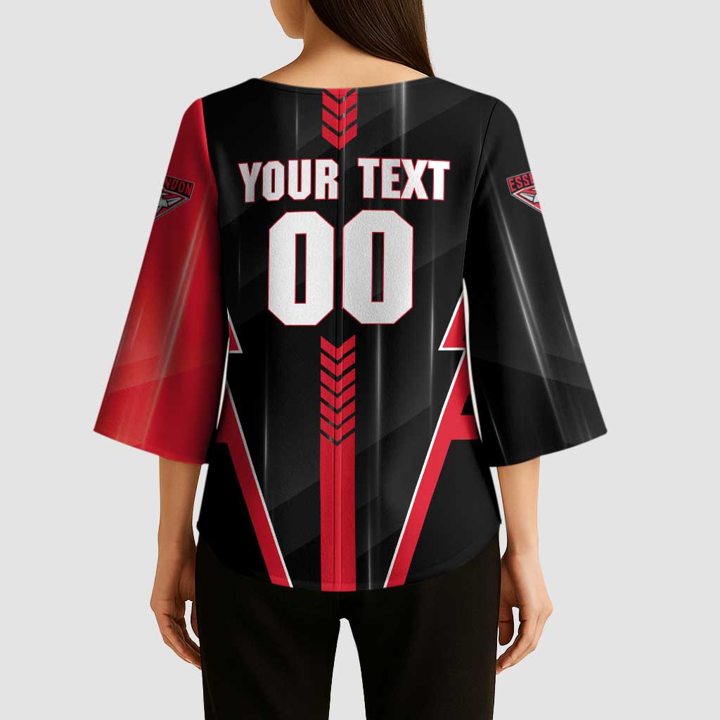 Personalized Essendon Bombers Kimono Sleeve Blouse Modern Geometric Sports Graphic Style